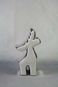 15CMH SILVER AND WHITE CERAMIC DEER (12