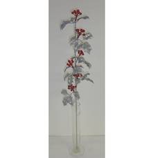 * DOZEN SILVER HOLLY LEAVES SPRAY WITH RED BERRIES