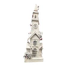55cmh white wooden church