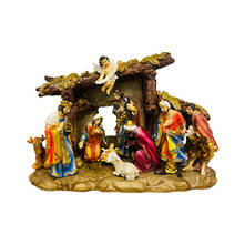 21CMH HAND PAINTED NATIVITY IN STABLE