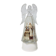 NATIVITY IN SILVER AND ACRYLIC ANGEL SNOWGLOBE