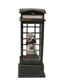 MRS CLAUSE IN BLACK PHONE BOX