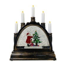 SANTA DECORATING TREE IN CANDLE ARCH SNOWGLOBE