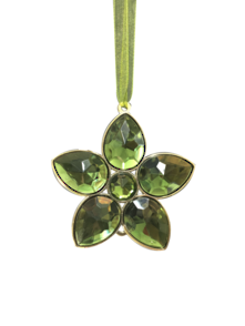GREEN /GOLD JEWELED FLOWER (12)