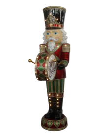 WHITE BEARDED DRUMMING NUTCRACKER WITH LED AND MUSIC