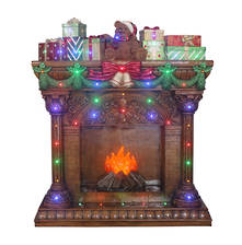 LIT FIREPLACE WITH PRESENTS LED