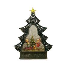 ELVES AND TREE IN TREE SNOWGLOBE