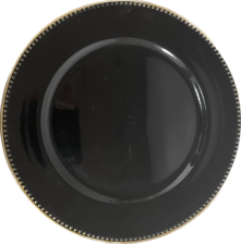 CHARGER PLATE - BLACK/GOLD SMALL SPOTS (12)