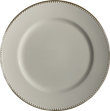 CHARGER PLATE - WHITE/GOLD SMALL SPOTS (12)