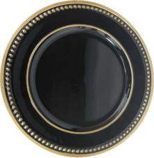 CHARGER PLATE - BLACK/GOLD LARGE SPOT (12)