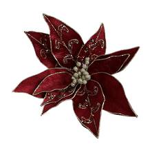 23cmd Red pattern leaf poinsettia on clip