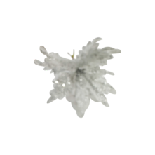 26cmd White glitter velvet poinsettia on stem (12)