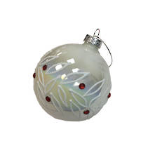 PEARL AND RED GEM GLASS BALL (12)