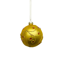 GOLD BALL WITH RED GEMS (12)