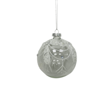 CLEAR GLASS BALL WITH WHITE SWAGS (12)