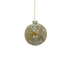 CLEAR GLASS BALL GOLD PATTERN WITH GEM (12)