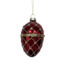 RED DIAMANTE GLASS OPENING EGG  (12)