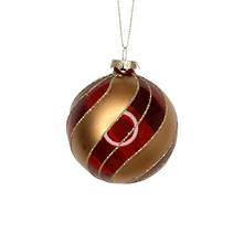 Red clear ball with gold swirl glass hanger (12)