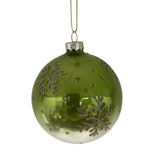 * BOXED SET4 FADED GREEN GLASS BAUBLE (3)