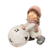girl pushing snowball