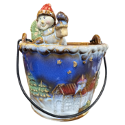 snowman ceramic bucket