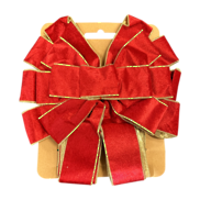 Red and gold trim snow bow in PVC box