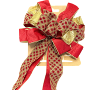 Red and Gold diamond snow bow in PVC box