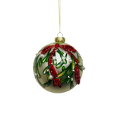 GLASS BALL WITH VINE AND BOW DECORATION (12)
