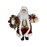 12"" (30CM) STANDING SANTA IN RED WHITE WITH CHECKS TRIM