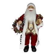 24"" (60CM) STANDING SANTA IN RED WHITE WITH CHECKS TRIM