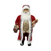 36"" (90CM) STANDING SANTA IN RED WHITE WITH CHECKS TRIM