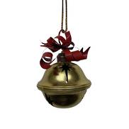21CMH GOLD METAL BELL WITH RED RIBBON