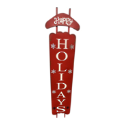 Red 'Happy holidays' stand