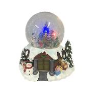 LED 15CMH GLOBE WITH CAROLLERS WITH HAPPY VILLAGERS AT THE DOOR