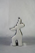 15CMH SILVER AND WHITE CERAMIC DEER (12)
