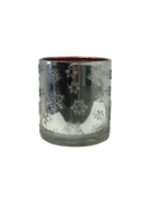 SILVER SNOWFLAKE RED INSIDE VOTIVE (12)