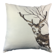 BROWN EMBROIDERED DEER HEAD CUSHION