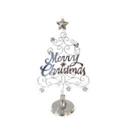 SILVER 'MERRY CHRISTMAS' TREE LED