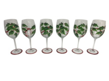 SET6 HOLLY GARLAND RED WINE GLASSES