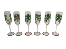 SET6 HOLLY GARLAND CHAMPAGNE GLASSES