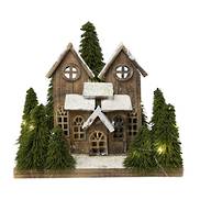 39CMW WOODEN HOUSE WITH TREE WITH LIGHTS