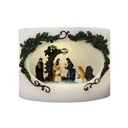 NATIVITY IN WIDE WAX CANDLE
