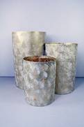 * SET3 GOLD DISTRESSED LOOK METAL CYLINDER WITH TREE DESIGN