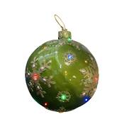 50CMD OUTDOOR GREEN WITH GOLD SNOWFLAKE LED BAUBLE