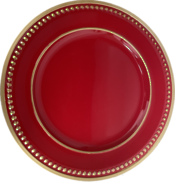CHARGER PLATE - RED/GOLD LARGE SPOT (12)