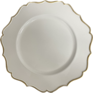 CHARGER PLATE - WHITE/GOLD FRILL (12)