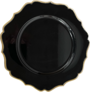 CHARGER PLATE - BLACK /GOLD FRILL (12)