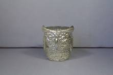 * SMALL SILVER GLASS OWL TEALIGHT (12)