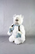 29CMH PLUSH STANDING POLAR BEAR WITH BLUE SCARF AND MITTENS