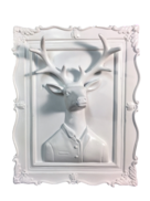 WHITE MALE STAG  3D WALL PLAQUE